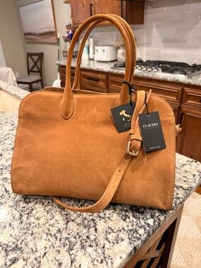 CLAUDIA Firenze Tan Suede Shoulder Bag